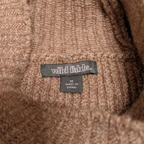 Y2K Women's Tan Camel Cropped Turtleneck Long-sleeved Sweater Sz M - Picture 5 of 10